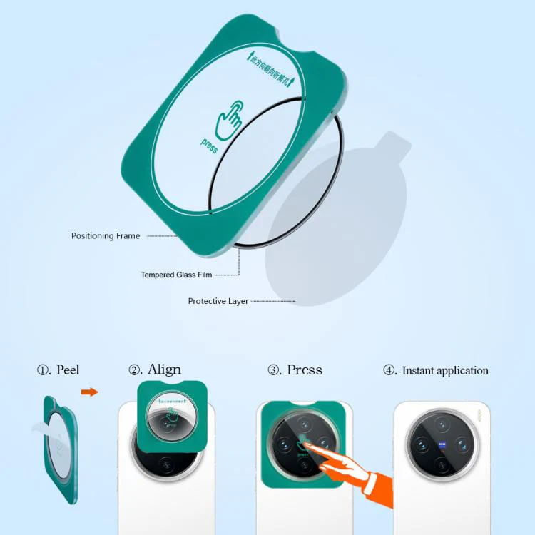 For vivo X200 Pro mini 2pcs/Set LeReach TF Series Snap Version HD Wear-Resistant Camera Lens Glass Film(Clear with Black Frame) - Image 8