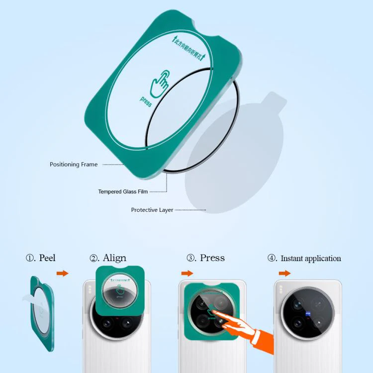 For vivo X200 Ultra 2pcs/Set LeReach TF Series Snap Version HD Wear-Resistant Camera Lens Glass Film(Clear with Black Frame) - Image 8