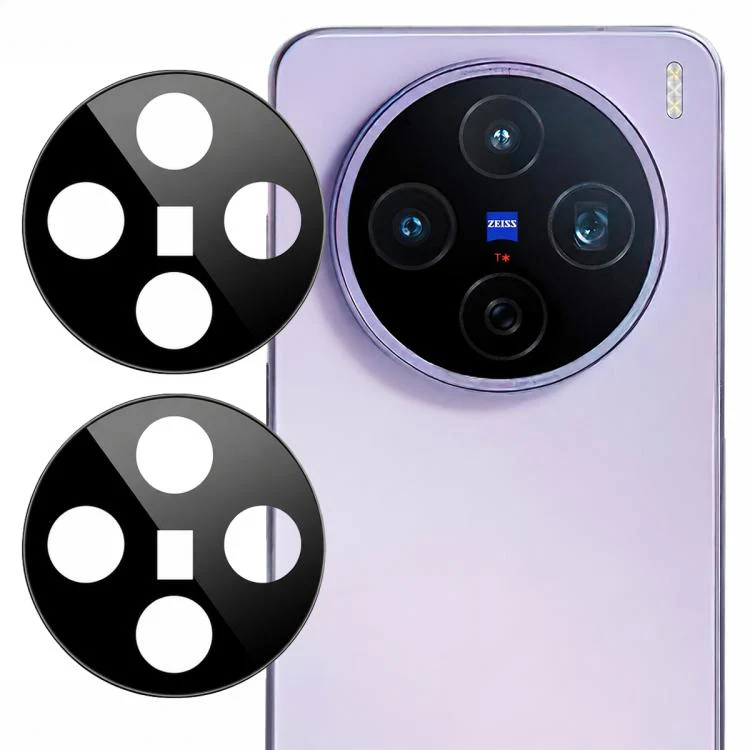 For vivo X200s 2pcs/Set LeReach TF Series Snap Version HD Wear-Resistant Camera Lens Glass Film(Black)