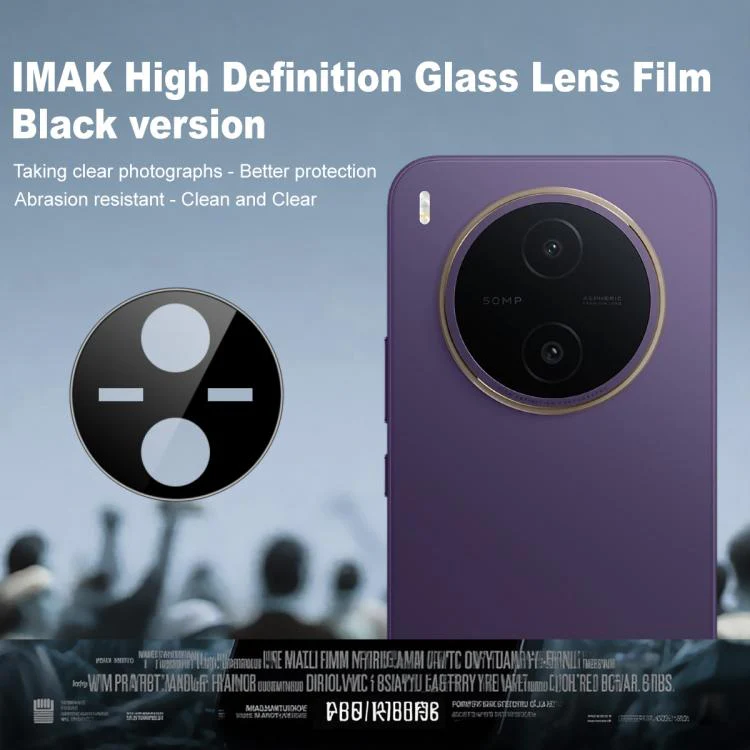 For vivo Y600 Pro 5G IMAK Rear Camera Lens Glass Film Black Version - Image 2
