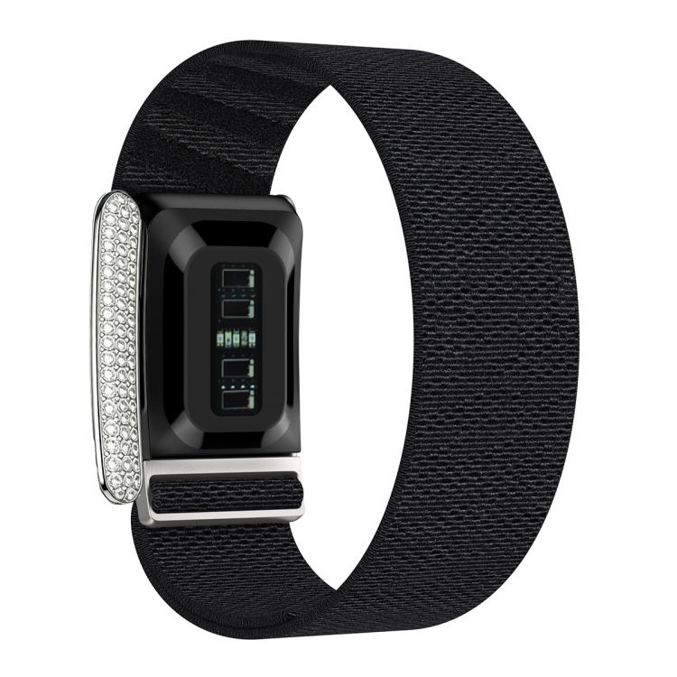 For WHOOP 5.0 Regular Full Diamond Style Elastic Nylon Watch Band(Black) - Image 2