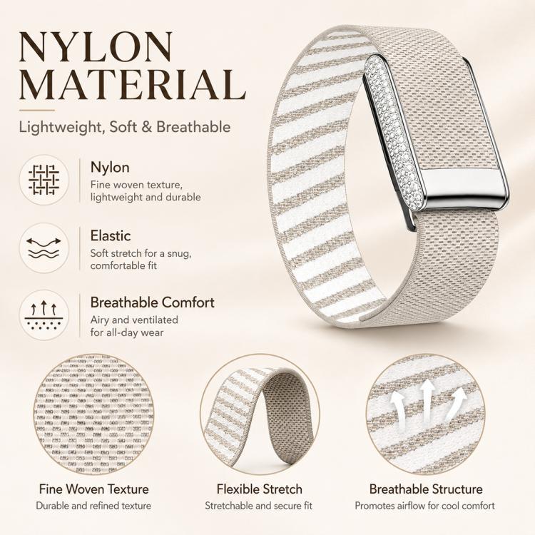 For WHOOP 5.0 Regular Full Diamond Style Elastic Nylon Watch Band(Black Grey) - Image 4