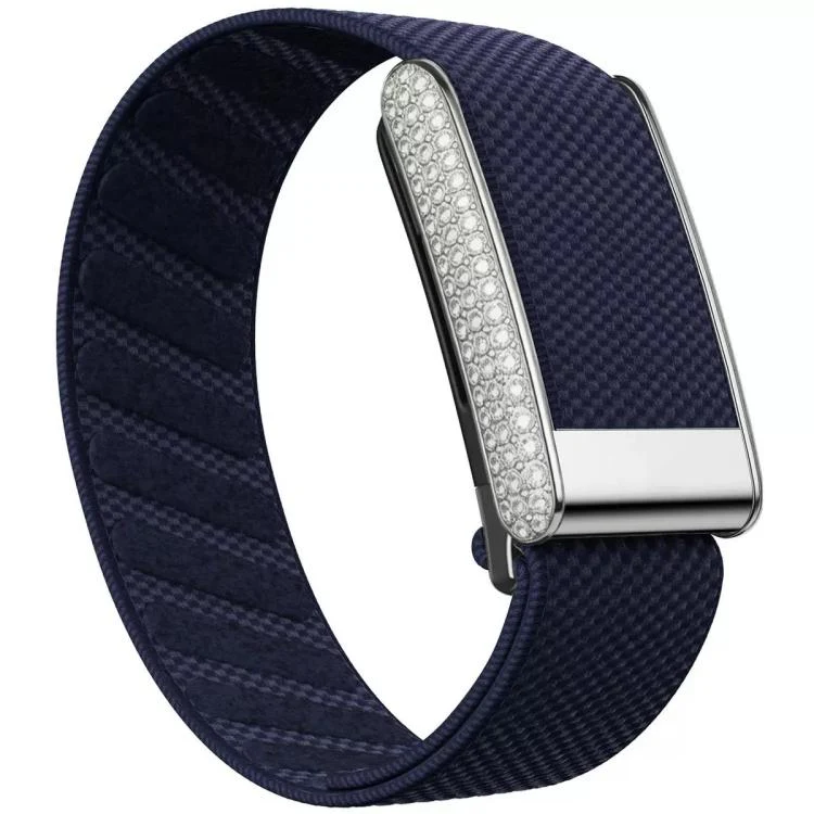 For WHOOP 5.0 Regular Full Diamond Style Elastic Nylon Watch Band(Dark Blue)