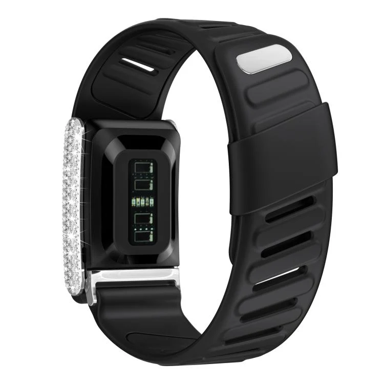 For WHOOP 5.0 Regular Full Diamond Style Two Color Silicone Watch Band(Black) - Image 2