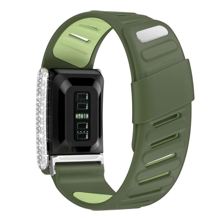 For WHOOP 5.0 Regular Full Diamond Style Two Color Silicone Watch Band(Dark Green Light Green) - Image 2