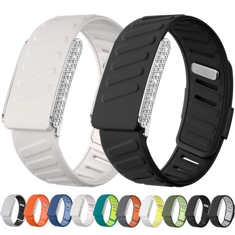For WHOOP 5.0 Regular Full Diamond Style Two Color Silicone Watch Band(Light Gray Black) - Image 5