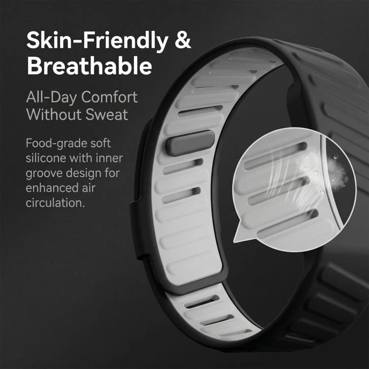 For WHOOP 5.0 Regular Full Diamond Style Two Color Silicone Watch Band(Light Gray Black) - Image 8
