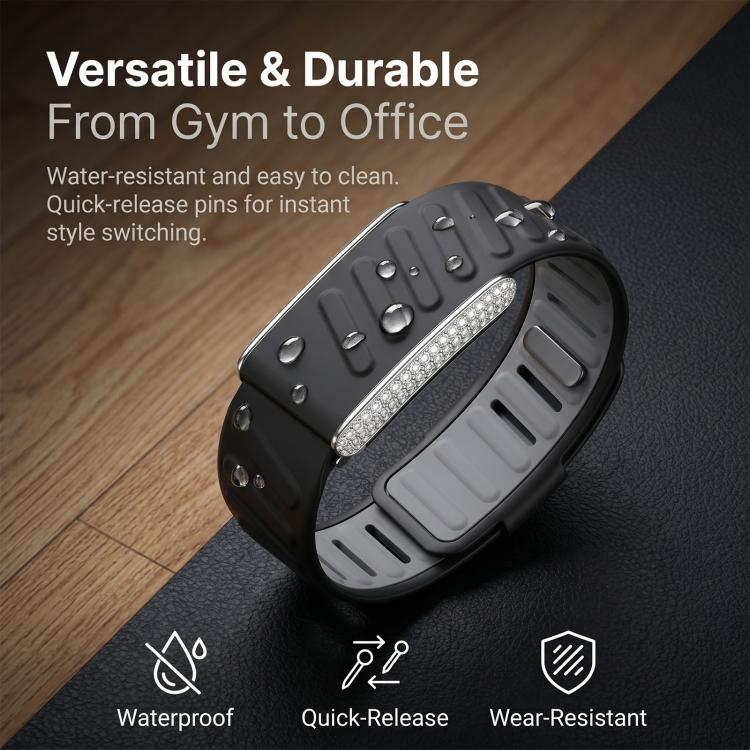 For WHOOP 5.0 Regular Full Diamond Style Two Color Silicone Watch Band(Starlight) - Image 10