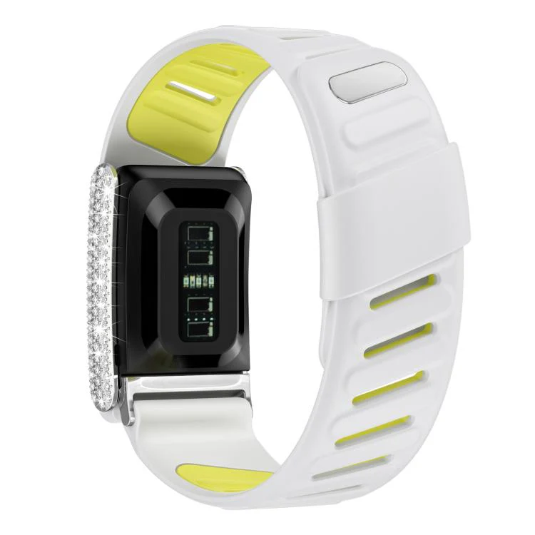 For WHOOP 5.0 Regular Full Diamond Style Two Color Silicone Watch Band(White Yellow Lime) - Image 2