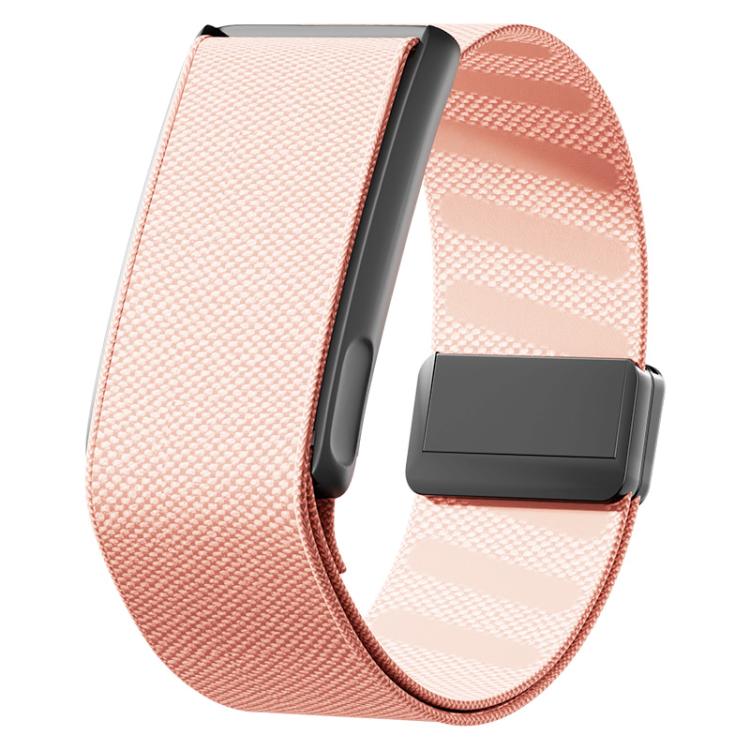 For WHOOP 5.0 Regular Metal Frame Integrated Magnetic Clasp Nylon Watch Band(Pink)