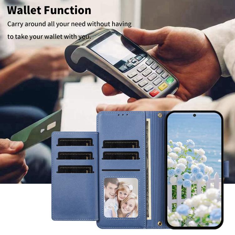 For Xiaomi 17 5G Butterfly Flower Zipper Wallet Vegan Leather Phone Case with Strap(Dark Blue) - Image 7