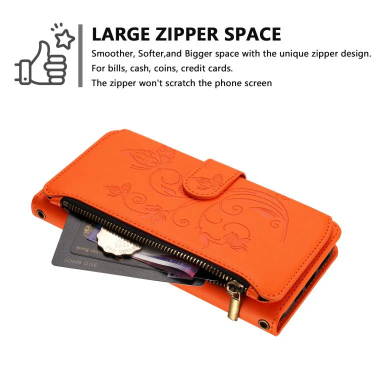 For Xiaomi 17 Max 5G Butterfly Love Flower Multi-card Zipper Wallet Leather Phone Case(Orange) - Image 4