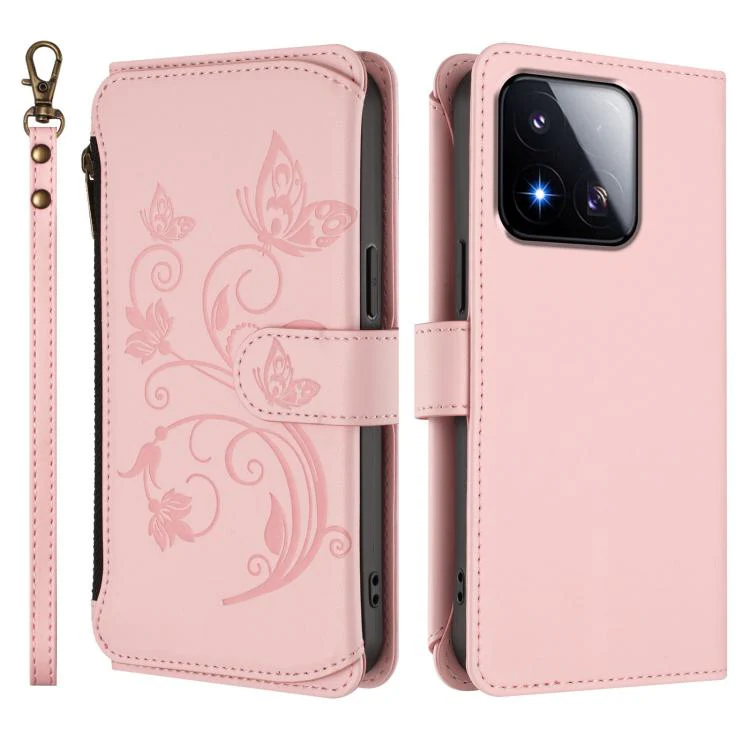 For Xiaomi 17 Max 5G Butterfly Love Flower Multi-card Zipper Wallet Leather Phone Case(Pink) - Image 2
