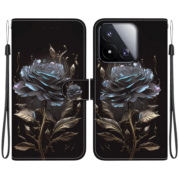 For Xiaomi 17 Max 5G Crystal Texture Colored Drawing Leather Phone Case(Black Rose)