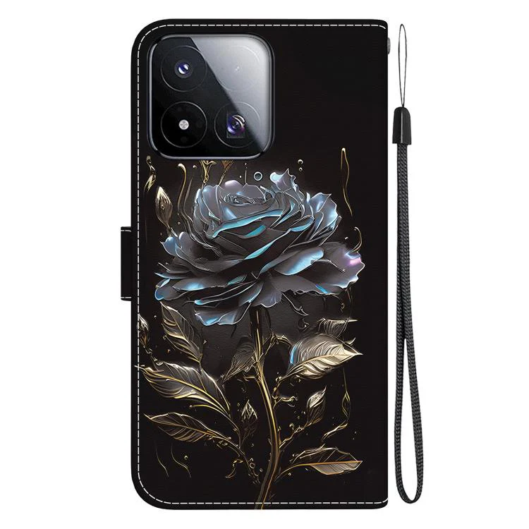 For Xiaomi 17 Max 5G Crystal Texture Colored Drawing Leather Phone Case(Black Rose) - Image 3