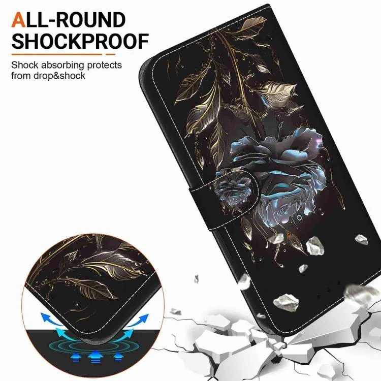 For Xiaomi 17 Max 5G Crystal Texture Colored Drawing Leather Phone Case(Black Rose) - Image 7