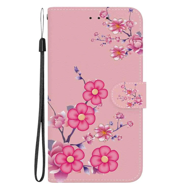 For Xiaomi 17 Max 5G Crystal Texture Colored Drawing Leather Phone Case(Cherry Blossoms) - Image 2