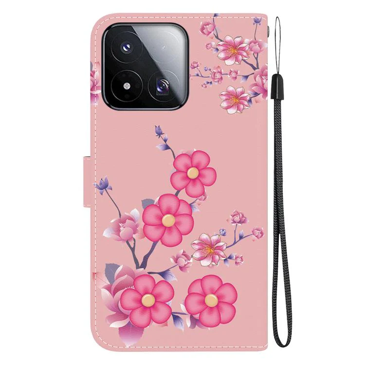 For Xiaomi 17 Max 5G Crystal Texture Colored Drawing Leather Phone Case(Cherry Blossoms) - Image 3