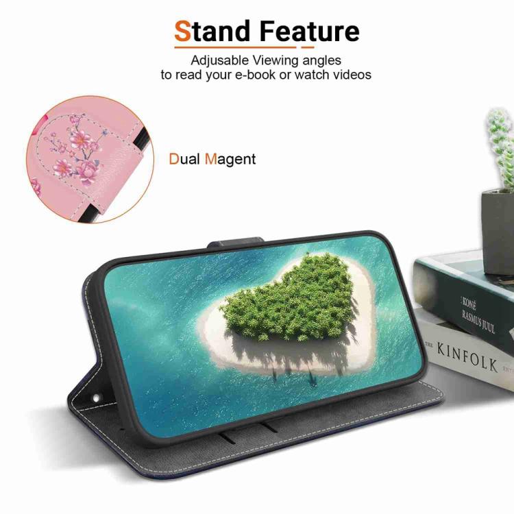 For Xiaomi 17 Max 5G Crystal Texture Colored Drawing Leather Phone Case(Cherry Blossoms) - Image 5