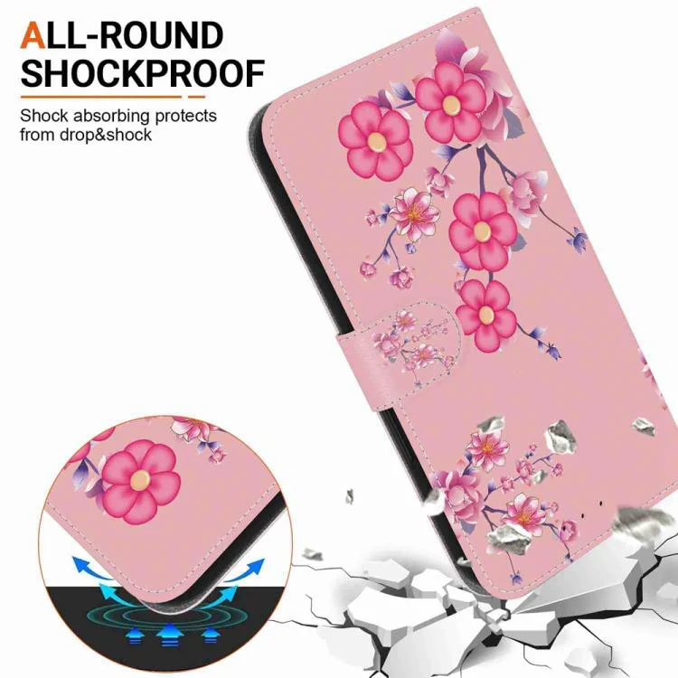 For Xiaomi 17 Max 5G Crystal Texture Colored Drawing Leather Phone Case(Cherry Blossoms) - Image 7