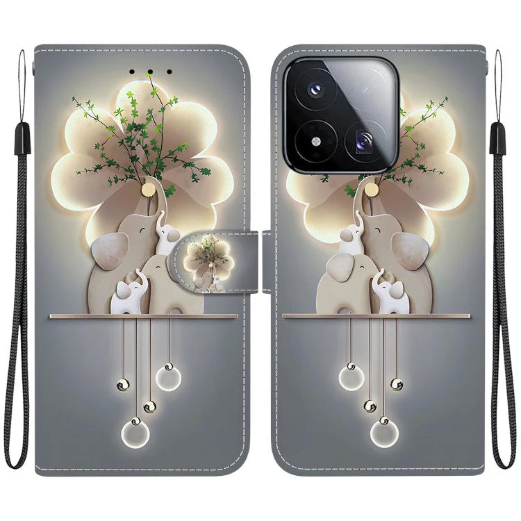 For Xiaomi 17 Max 5G Crystal Texture Colored Drawing Leather Phone Case(Elephants)