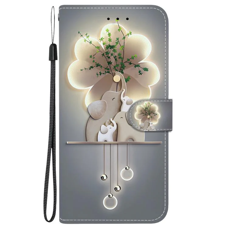 For Xiaomi 17 Max 5G Crystal Texture Colored Drawing Leather Phone Case(Elephants) - Image 2