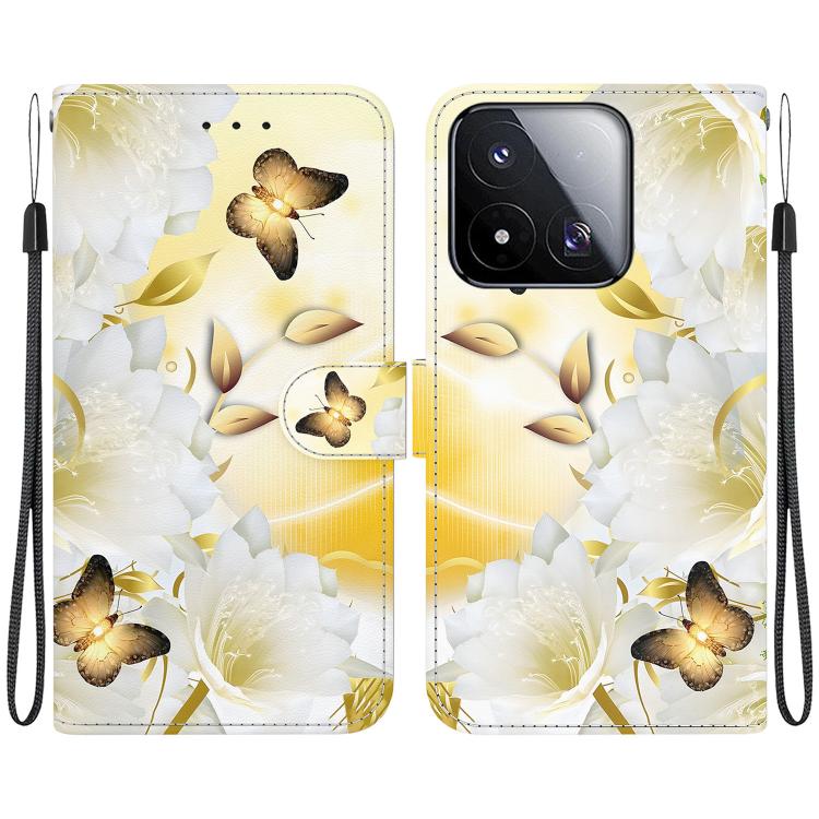 For Xiaomi 17 Max 5G Crystal Texture Colored Drawing Leather Phone Case(Gold Butterfly Epiphyllum)