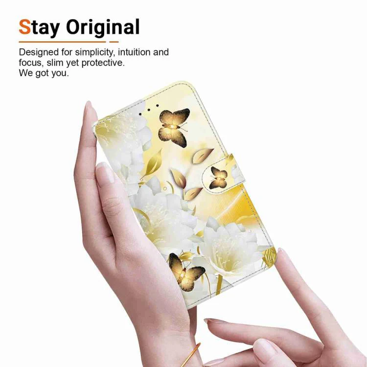 For Xiaomi 17 Max 5G Crystal Texture Colored Drawing Leather Phone Case(Gold Butterfly Epiphyllum) - Image 6