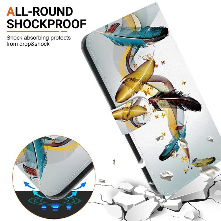 For Xiaomi 17 Max 5G Crystal Texture Colored Drawing Leather Phone Case(Gold Butterfly Feathers) - Image 5