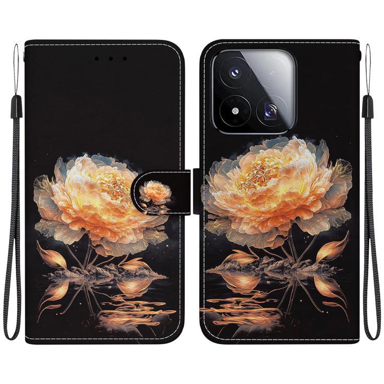 For Xiaomi 17 Max 5G Crystal Texture Colored Drawing Leather Phone Case(Gold Peony)