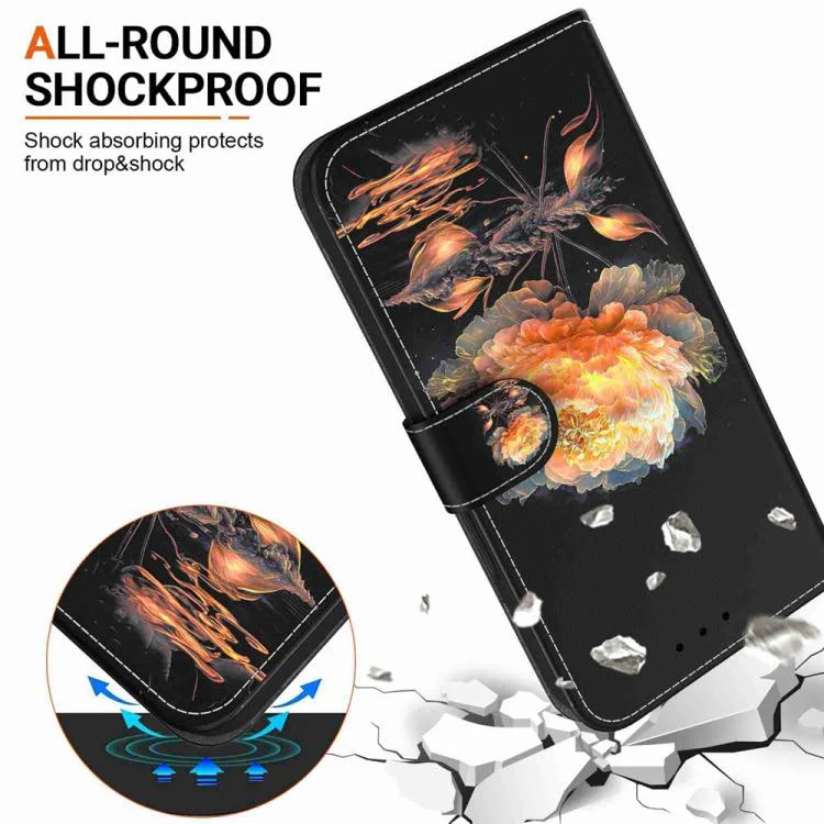 For Xiaomi 17 Max 5G Crystal Texture Colored Drawing Leather Phone Case(Gold Peony) - Image 7