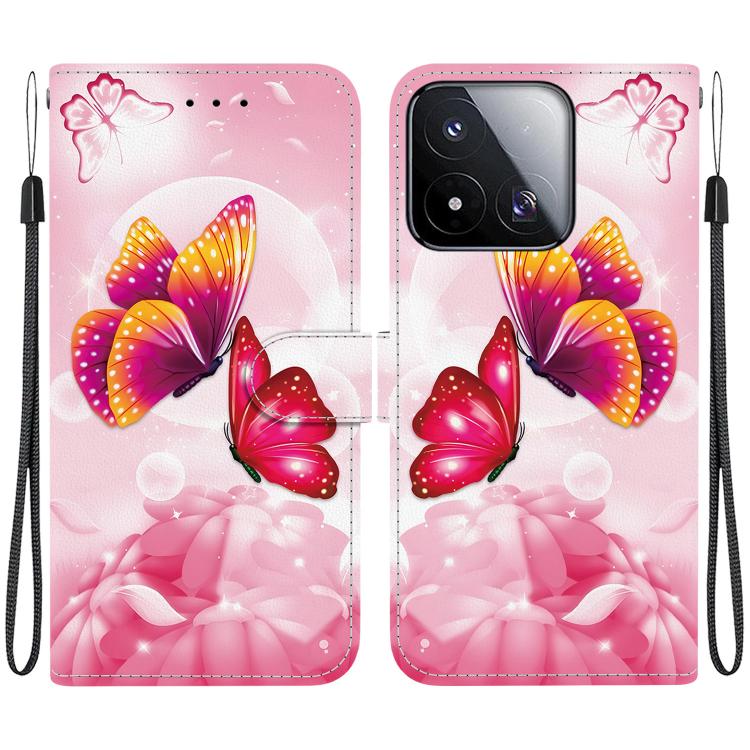 For Xiaomi 17 Max 5G Crystal Texture Colored Drawing Leather Phone Case(Pink Butterflies)