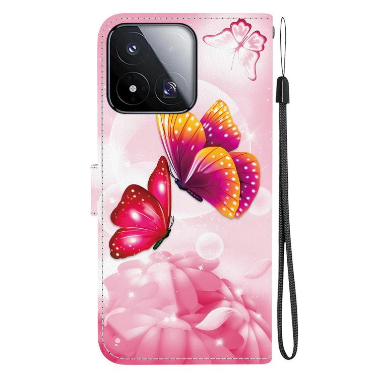 For Xiaomi 17 Max 5G Crystal Texture Colored Drawing Leather Phone Case(Pink Butterflies) - Image 3