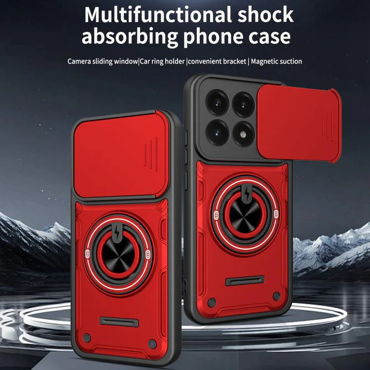 For Xiaomi 17 Multifunctional Sliding Camshield Ring Holder Phone Case(Blue) - Image 2