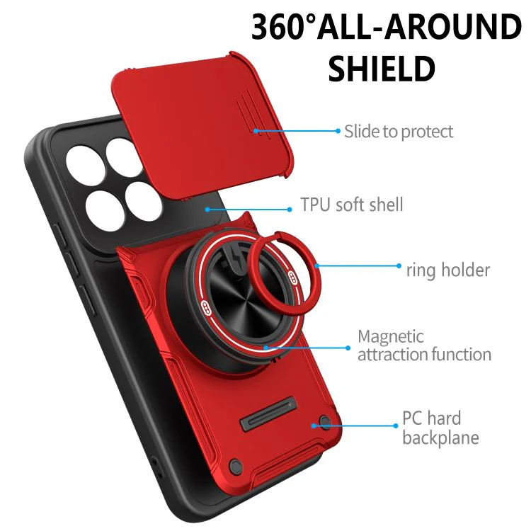For Xiaomi 17 Multifunctional Sliding Camshield Ring Holder Phone Case(Orange) - Image 9
