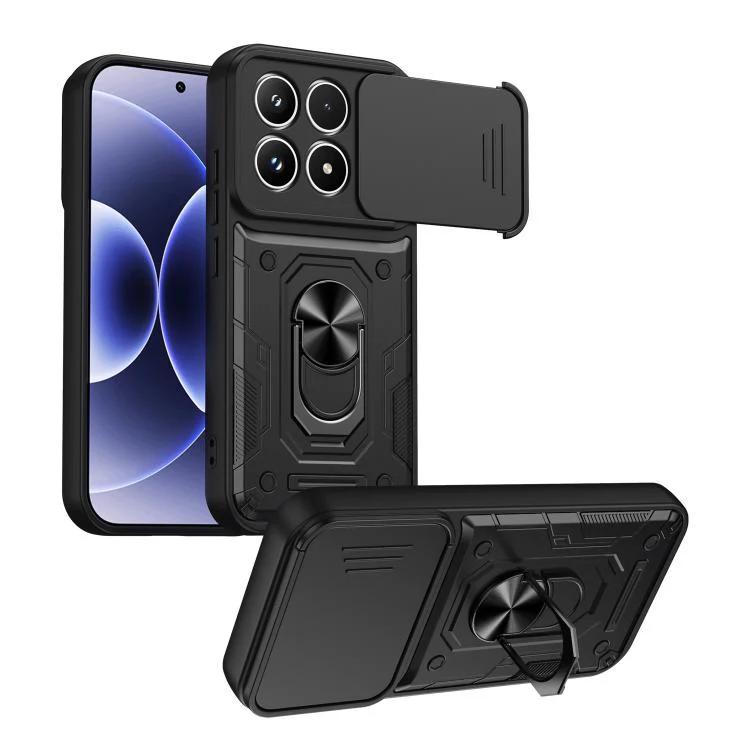 For Xiaomi 17 Nanshan Armor Sliding Camshield Ring Holder Phone Case(Black)