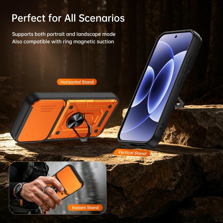 For Xiaomi 17 Nanshan Armor Sliding Camshield Ring Holder Phone Case(Orange) - Image 4