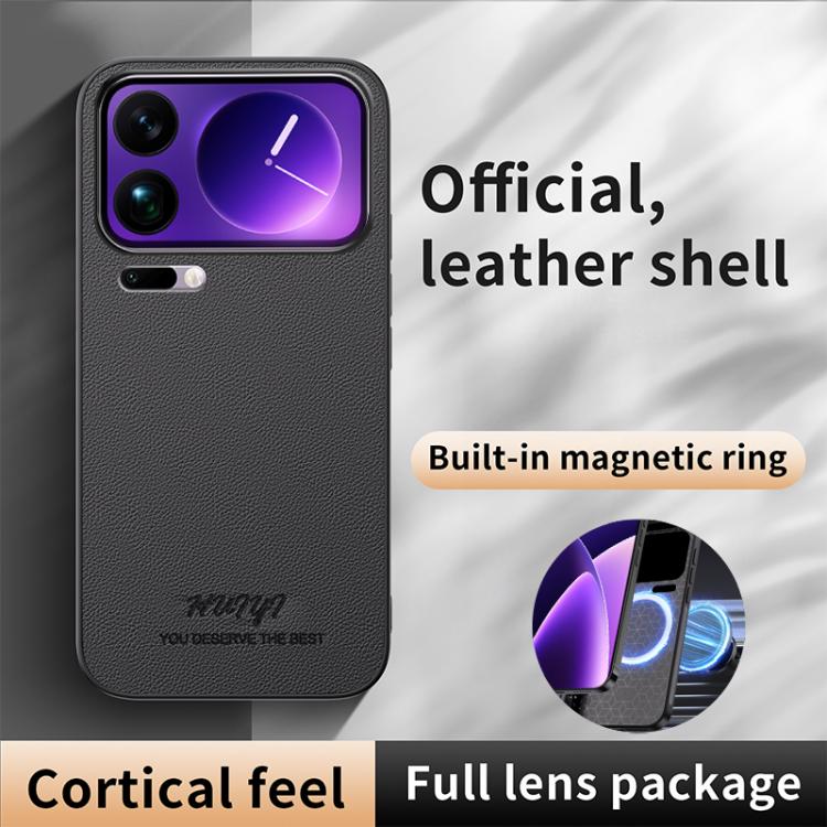 For Xiaomi 17 Pro Max HUIYI Leather Magnetic Phone Case(Brown) - Image 2