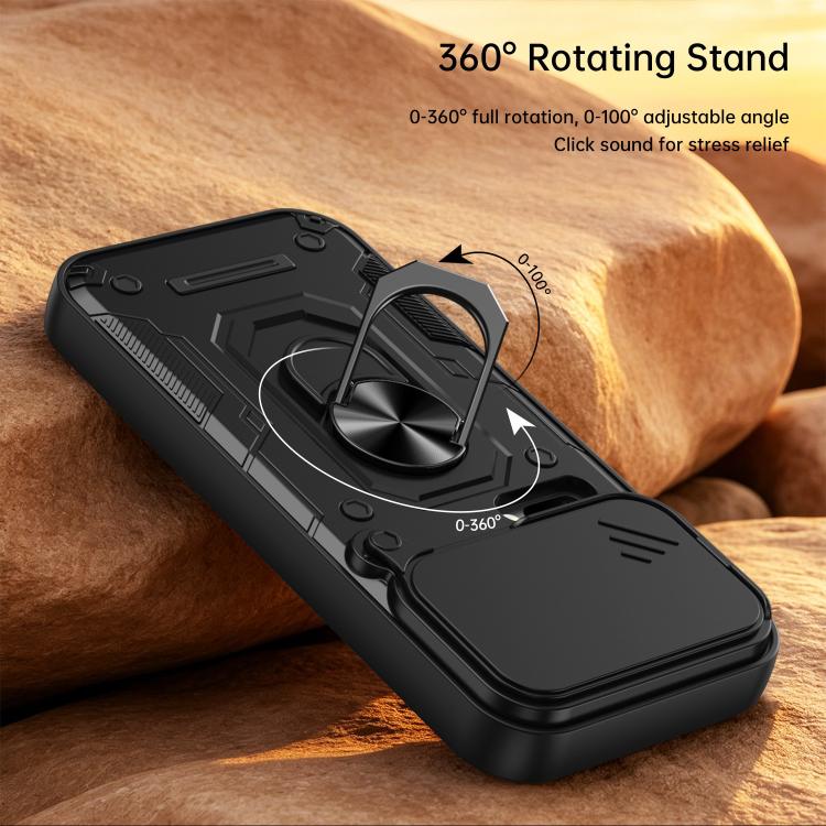 For Xiaomi 17 Pro Max Nanshan Armor Sliding Camshield Ring Holder Phone Case(Black) - Image 3