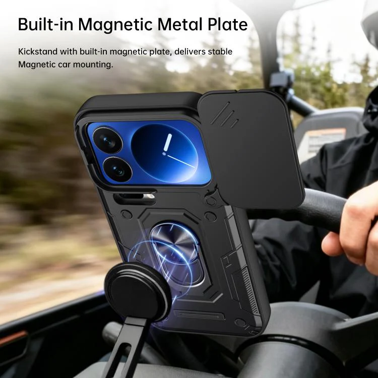 For Xiaomi 17 Pro Max Nanshan Armor Sliding Camshield Ring Holder Phone Case(Black) - Image 6