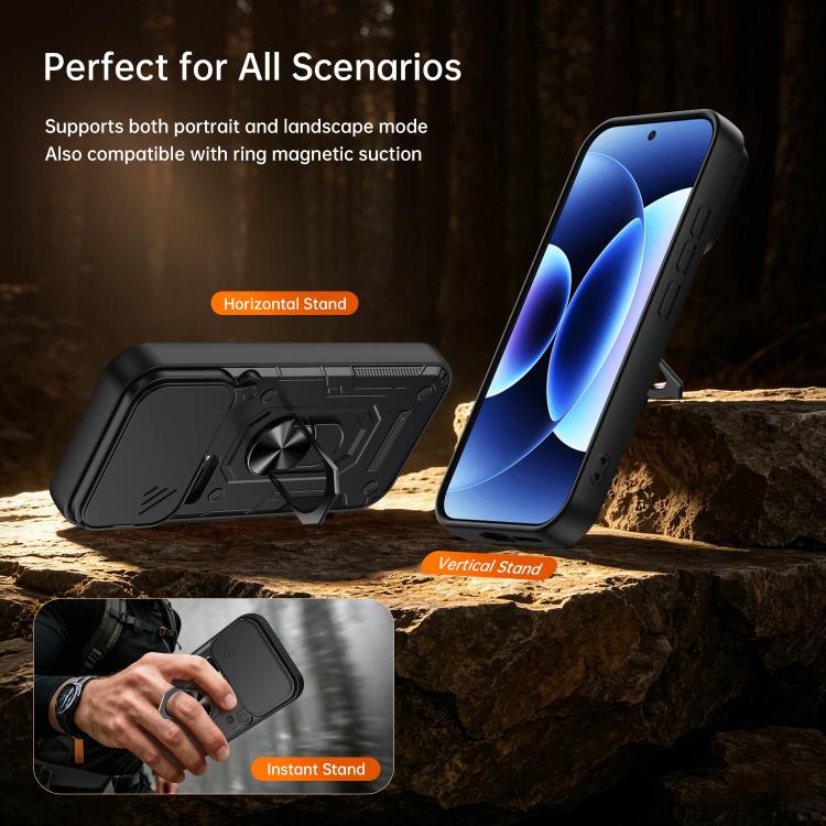 For Xiaomi 17 Pro Max Nanshan Armor Sliding Camshield Ring Holder Phone Case(Orange) - Image 4