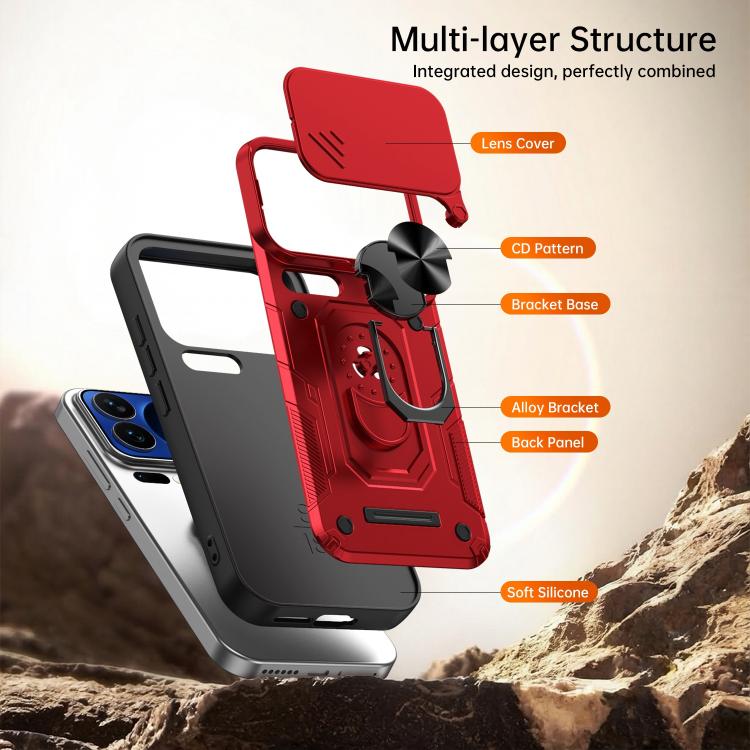 For Xiaomi 17 Pro Max Nanshan Armor Sliding Camshield Ring Holder Phone Case(Purple) - Image 8