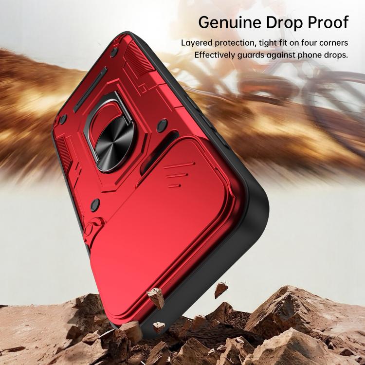 For Xiaomi 17 Pro Max Nanshan Armor Sliding Camshield Ring Holder Phone Case(Red) - Image 9