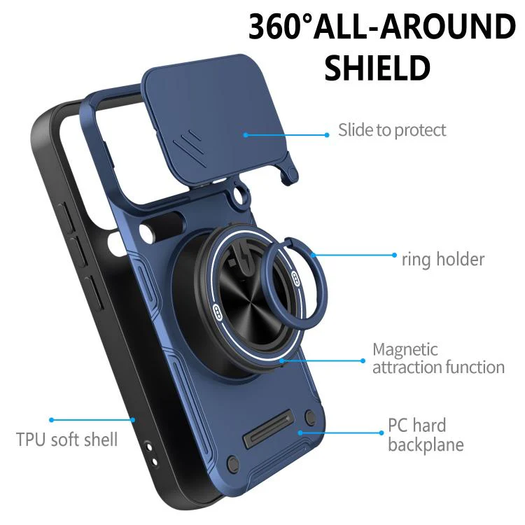 For Xiaomi 17 Pro Multifunctional Sliding Camshield Ring Holder Phone Case(Black) - Image 9