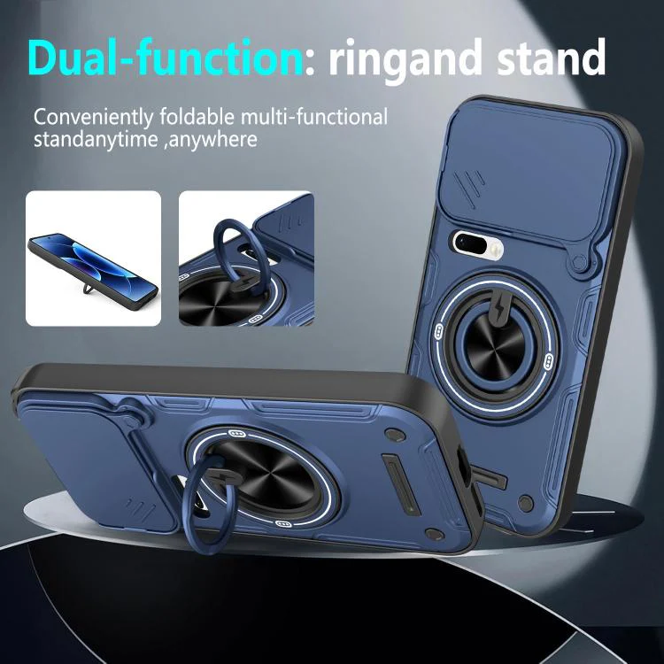 For Xiaomi 17 Pro Multifunctional Sliding Camshield Ring Holder Phone Case(Blue) - Image 7