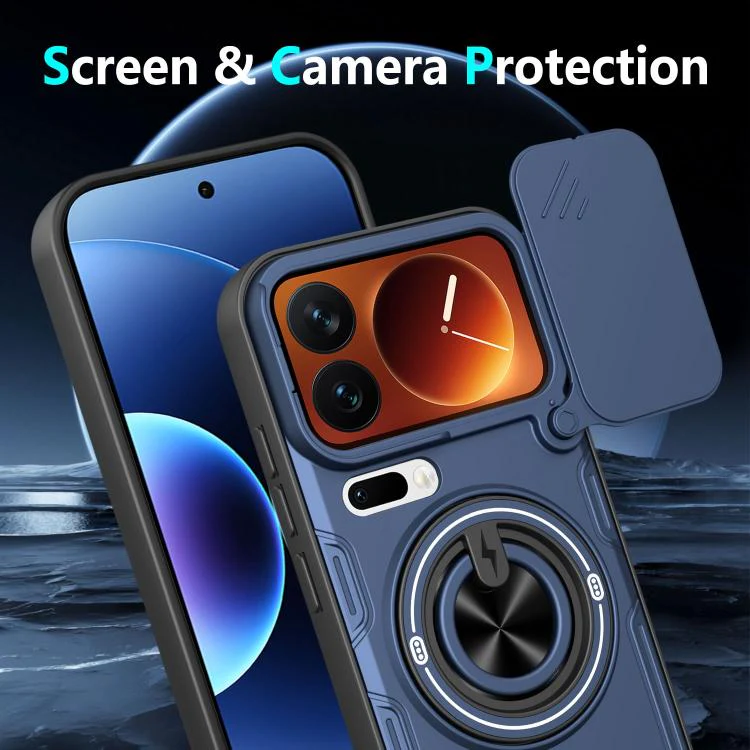 For Xiaomi 17 Pro Multifunctional Sliding Camshield Ring Holder Phone Case(Blue) - Image 8