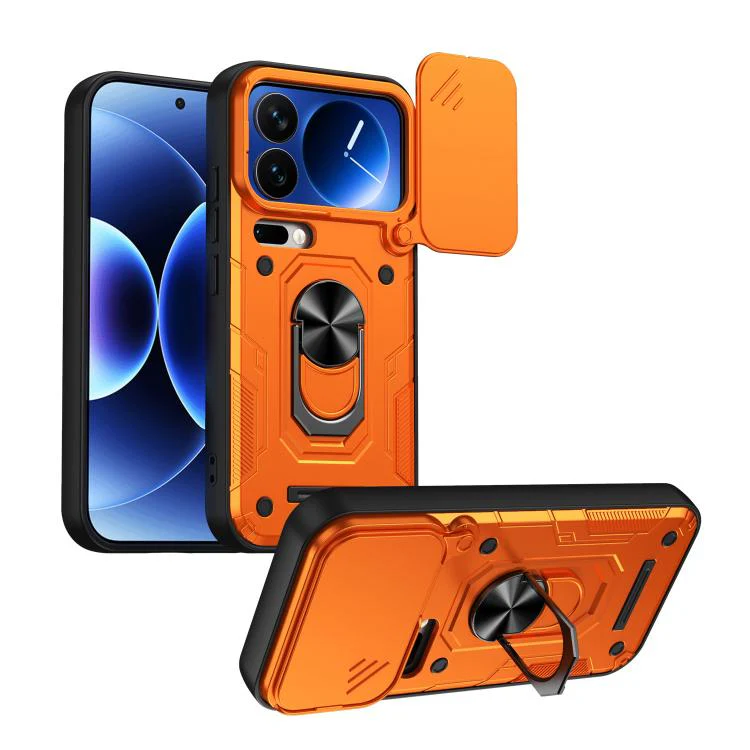 For Xiaomi 17 Pro Nanshan Armor Sliding Camshield Ring Holder Phone Case(Orange)