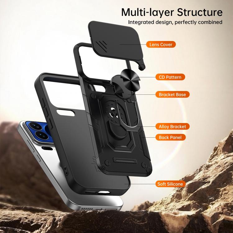 For Xiaomi 17 Pro Nanshan Armor Sliding Camshield Ring Holder Phone Case(Orange) - Image 8