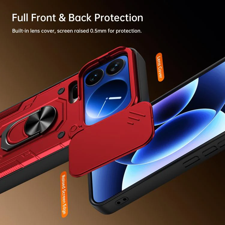 For Xiaomi 17 Pro Nanshan Armor Sliding Camshield Ring Holder Phone Case(Red) - Image 7