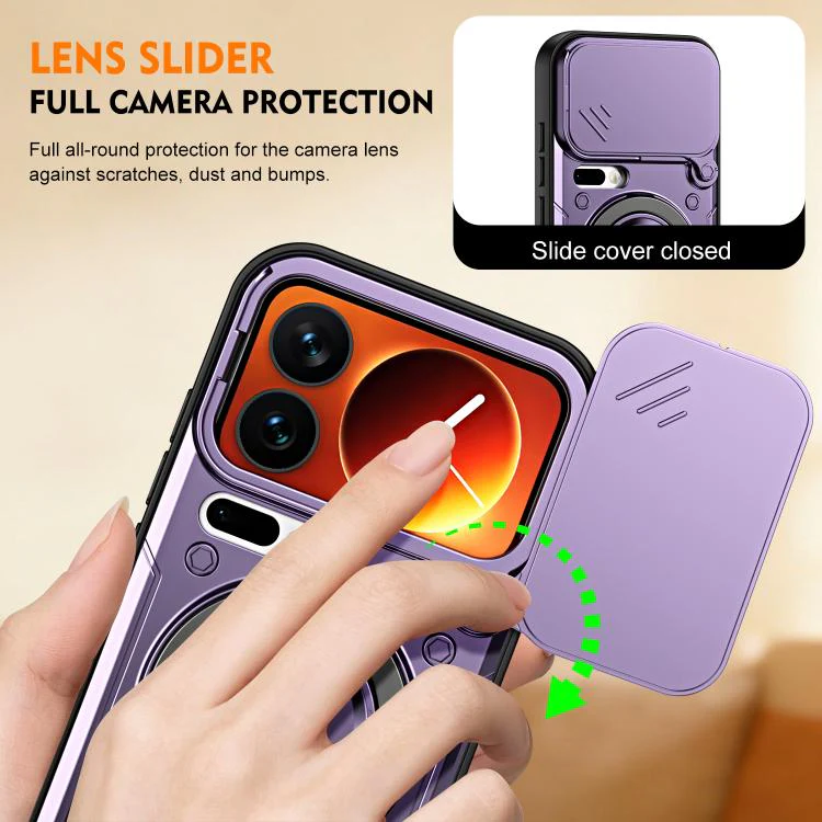For Xiaomi 17 Pro Ring Holder Lens Slide Cover Phone Case(Blue) - Image 5